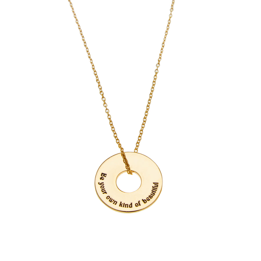 Be Beautiful Disc Necklace in Gold