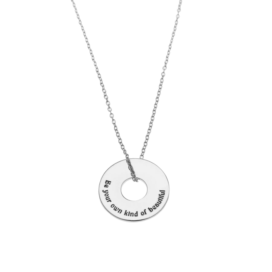 Be Beautiful Disc Necklace in Silver