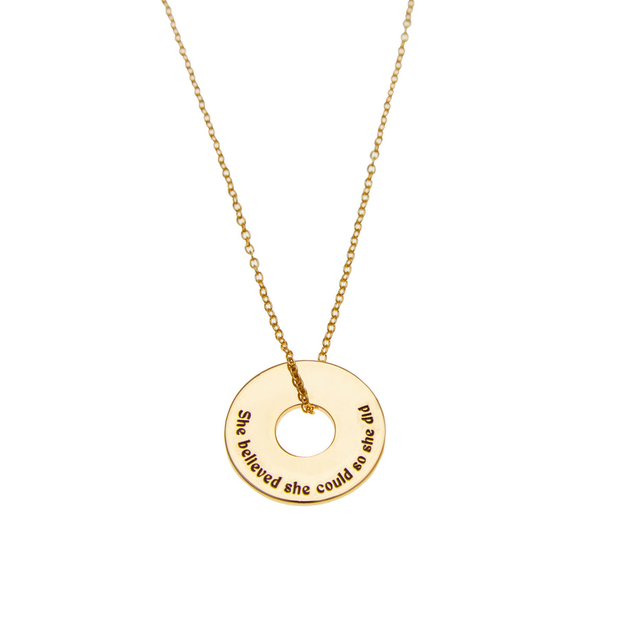 She Believed Disc Necklace in Gold