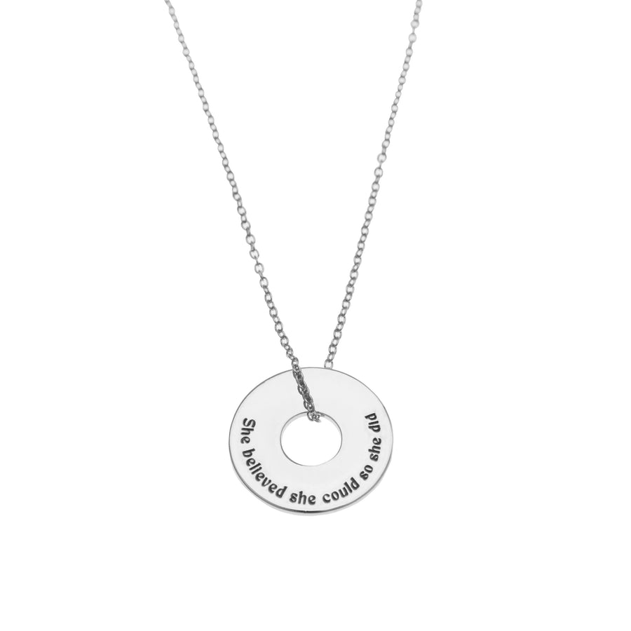 She Believed Disc Necklace in Silver