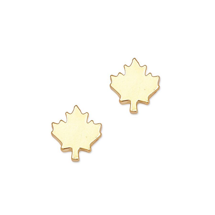 Canada Day Maple Leaf Studs in Gold