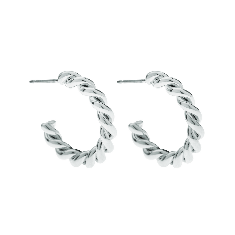 Grand Twisted Hoop Earrings in Silver