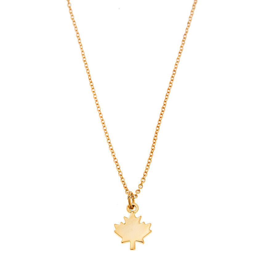 Maple Leaf Charm Necklace in Gold