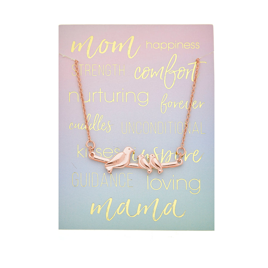 Mama Necklace - 2 babies in Rose Gold