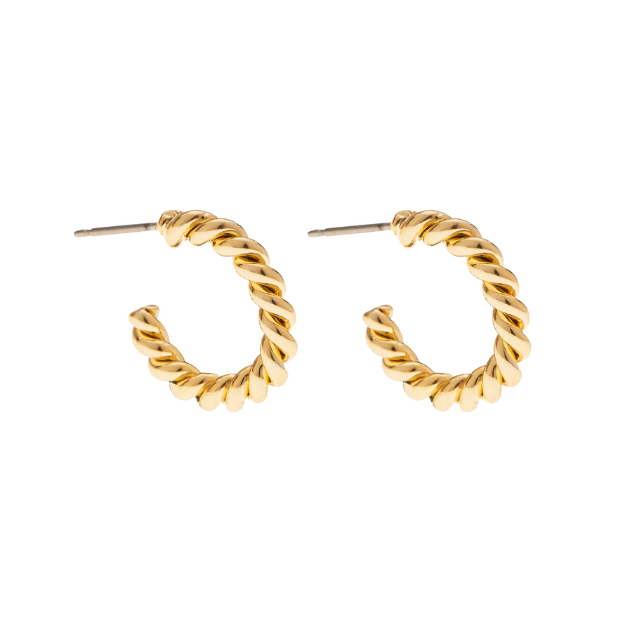 Petit Twisted Hoop Earrings in Gold
