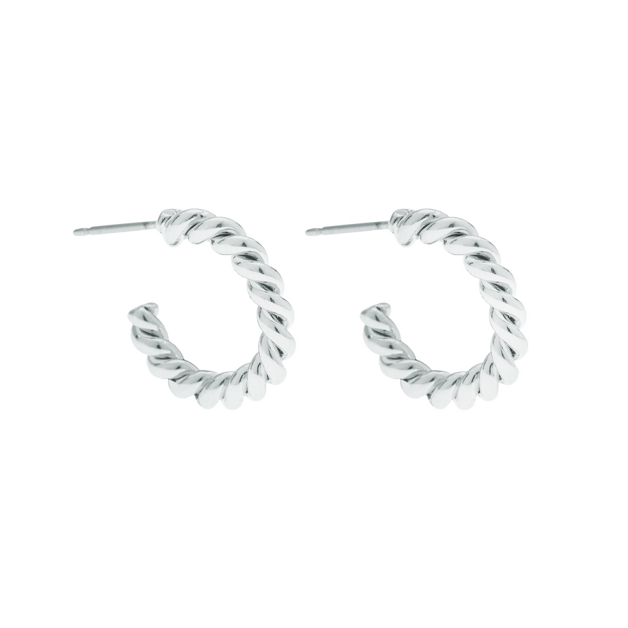 Petit Twisted Hoop Earrings in Silver