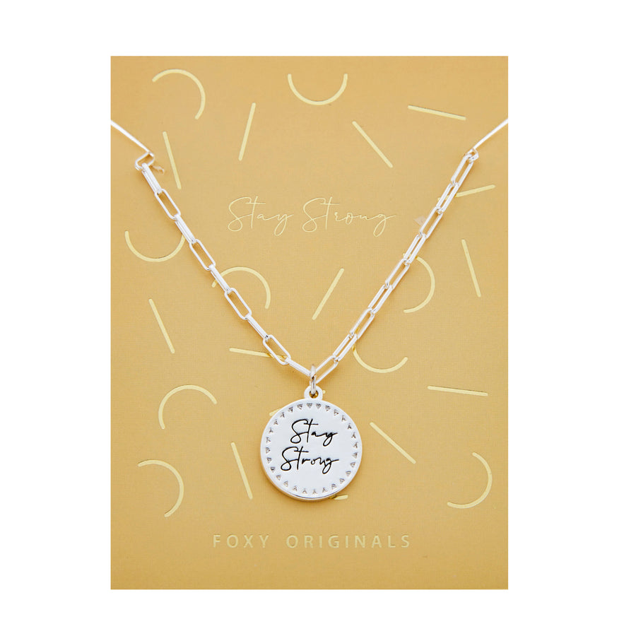 Stay Strong Necklace in Silver - Actually I Can