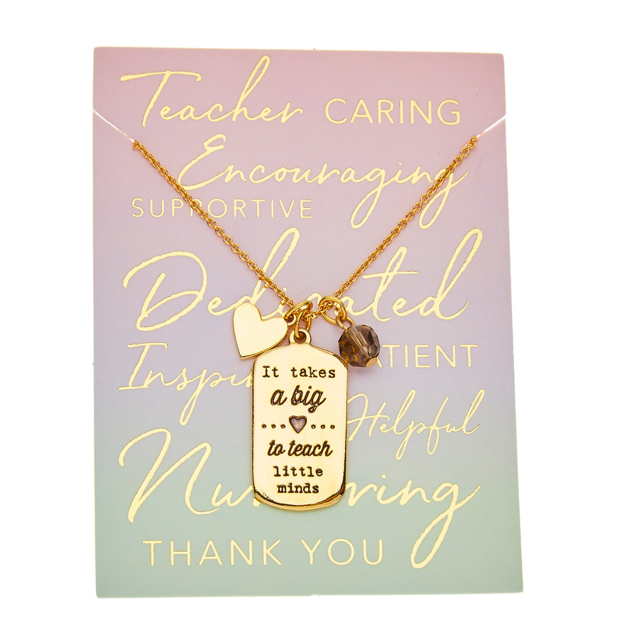 Teachers Charm Necklace in Gold