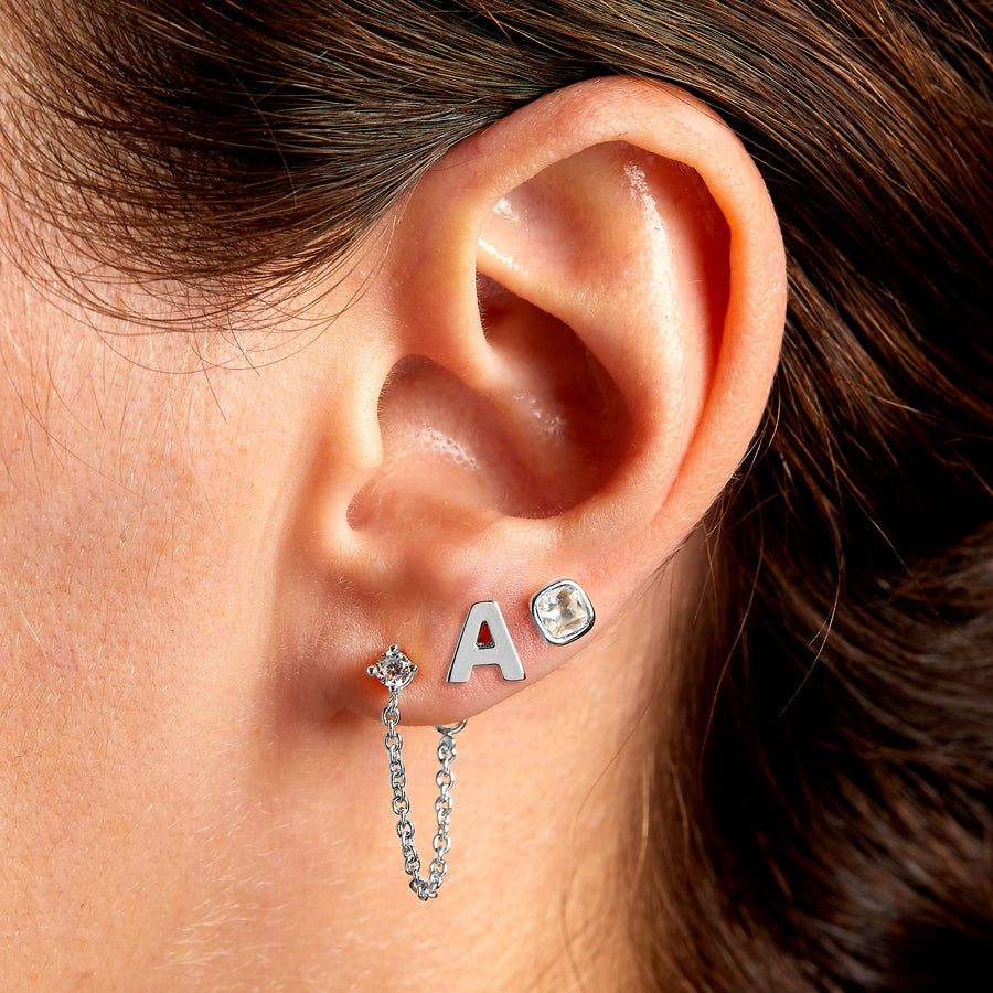 Monogram Earring Set A in Silver