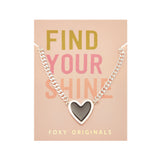 Amour Heart Necklace in Black/Silver