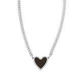 Amour Heart Necklace in Black/Silver