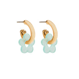 Aqua & Sand Flower Earrings in Gold