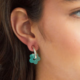 Aqua & Sand Flower Earrings in Silver