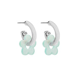 Aqua & Sand Flower Earrings in Silver