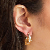 Aqua & Sand Flower Earrings in Silver