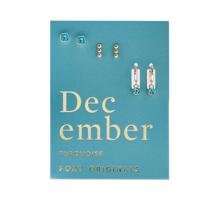 December Birthstone Earrings in Gold