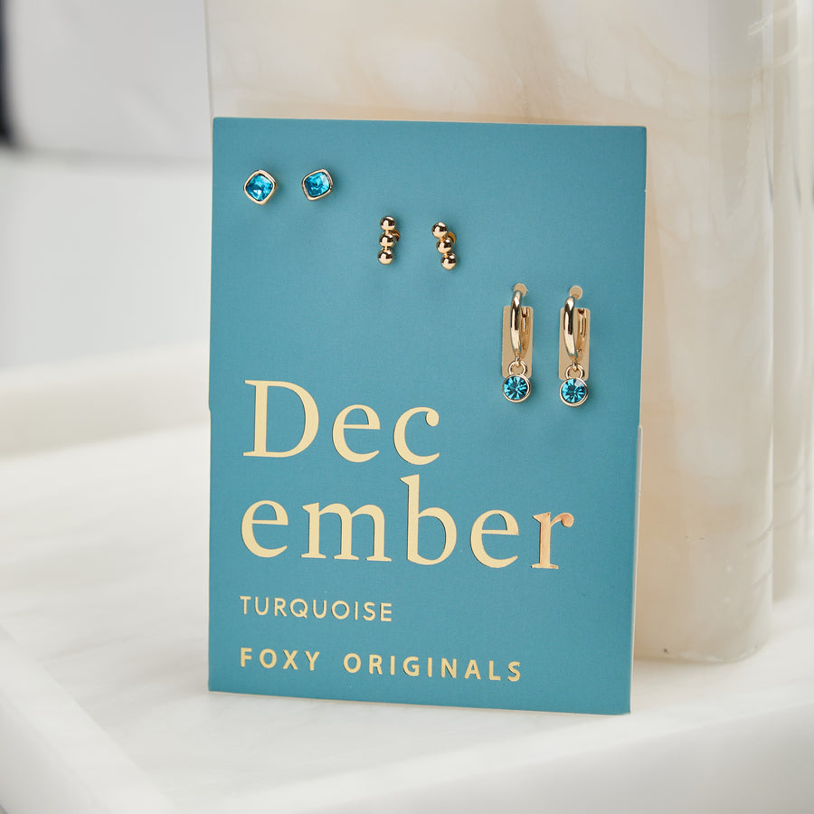 December Birthstone Earrings in Gold