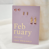 February Birthstone Earrings in Gold