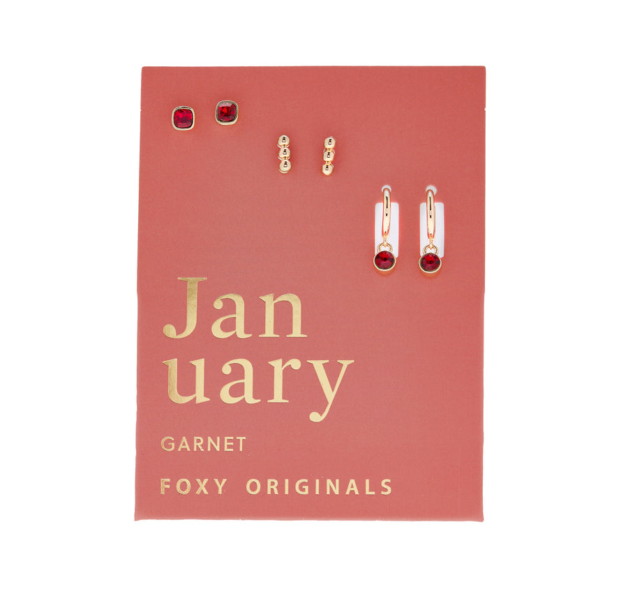 January Birthstone Earrings in Gold