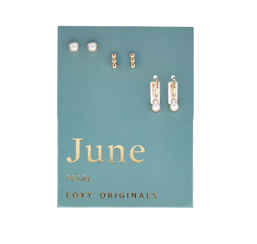 June Birthstone Earrings in Gold