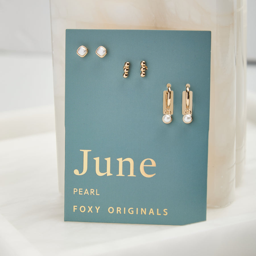 June Birthstone Earrings in Gold