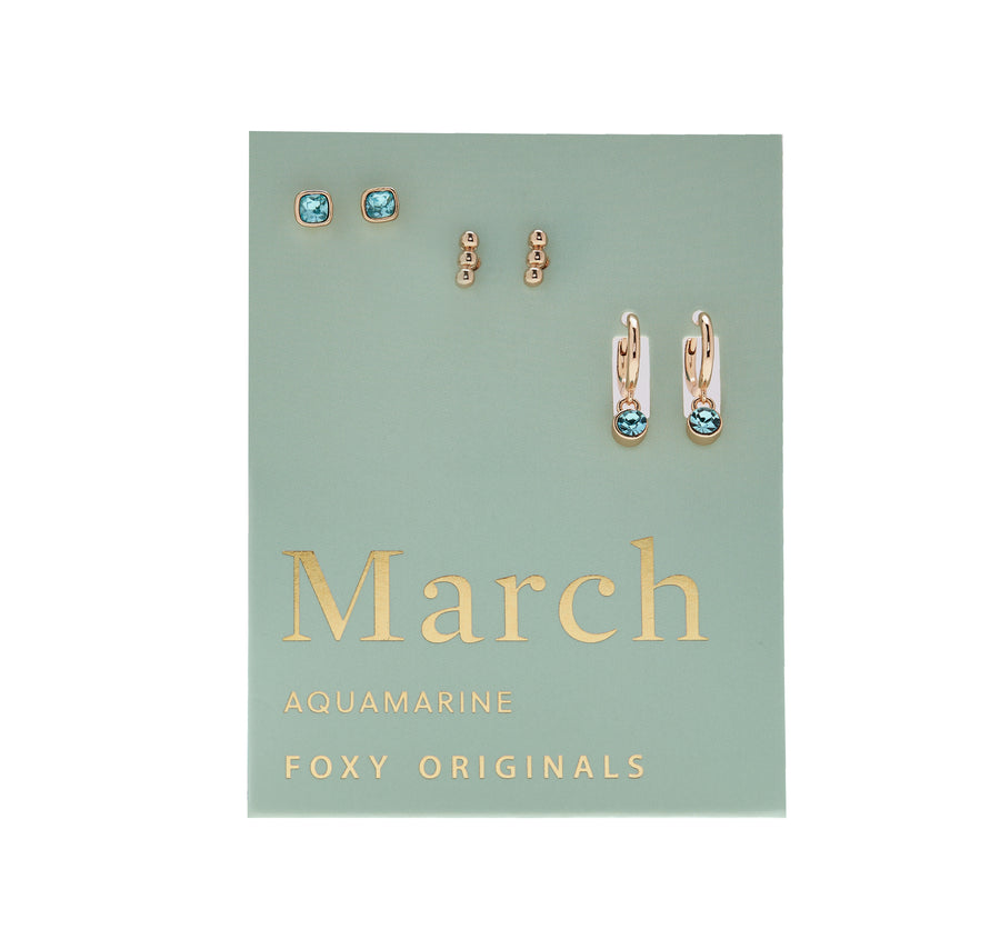 March Birthstone Earrings in Gold