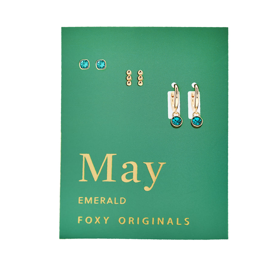 May Birthstone Earrings in Gold