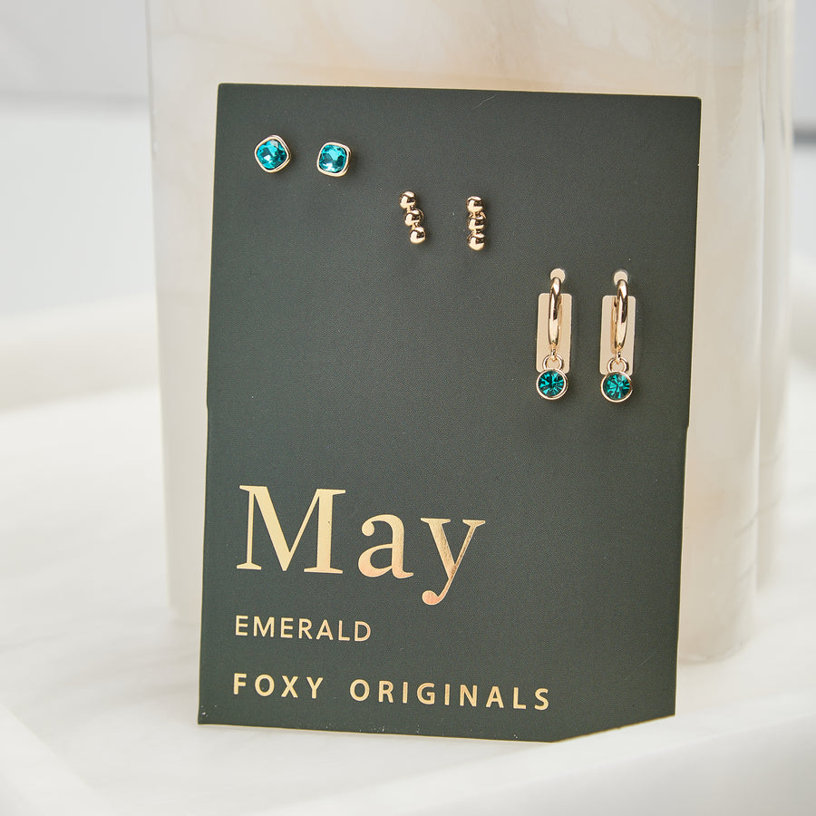 May Birthstone Earrings in Gold