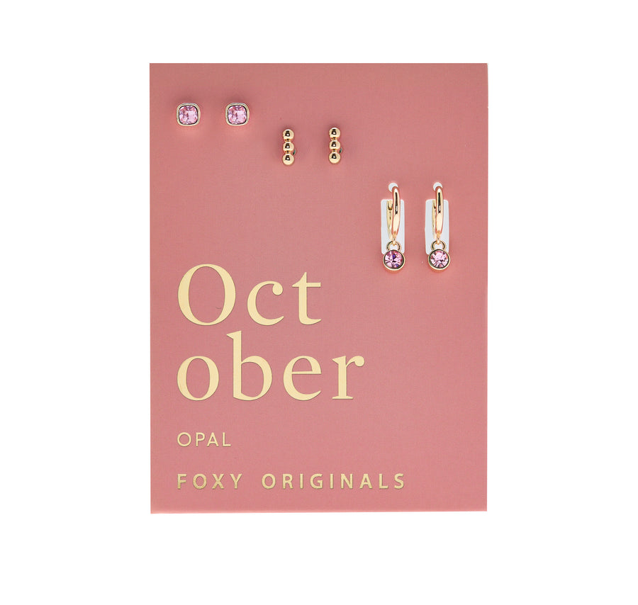 October Birthstone Earrings in Gold