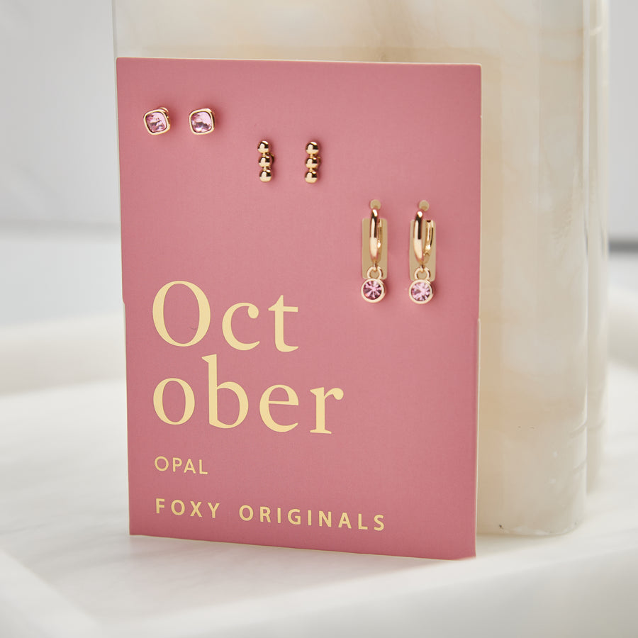 October Birthstone Earrings in Gold