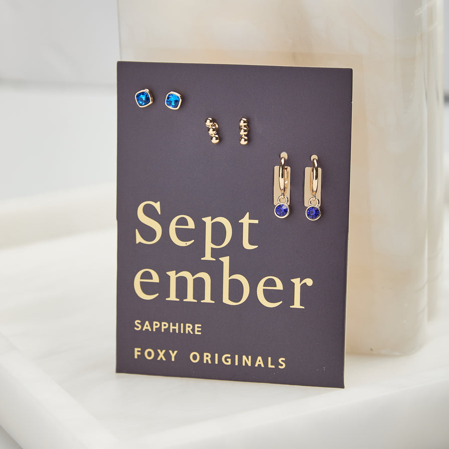 September Birthstone Earrings in Gold