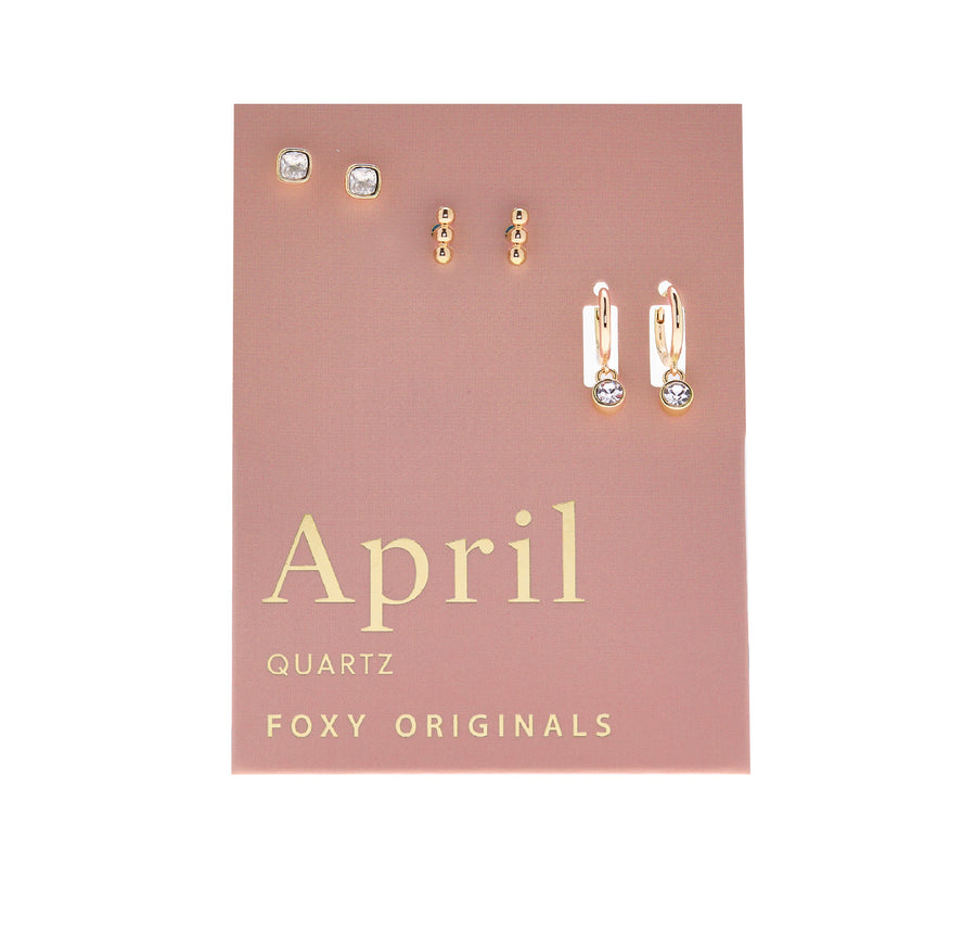 April Birthstone Earrings in Gold