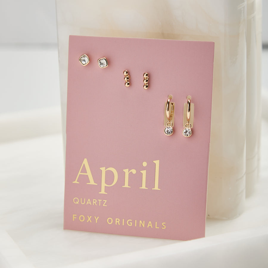 April Birthstone Earrings in Gold