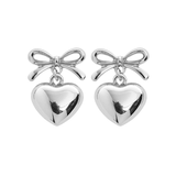 Bow Drop Earrings in Silver