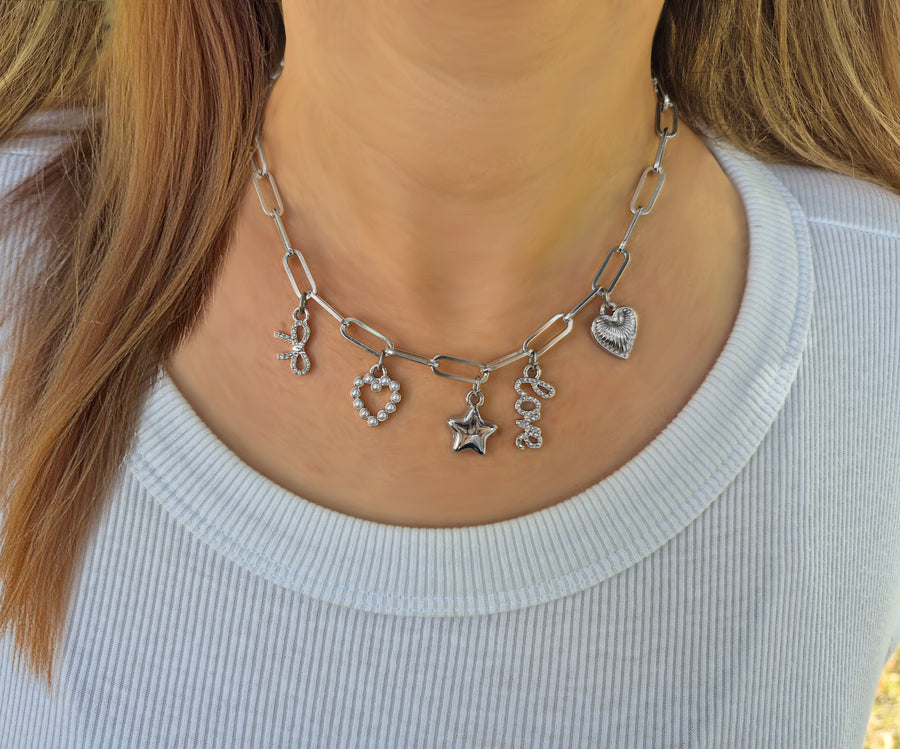 Bella Charm Necklace in Silver