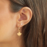Maple Leaf Hoop Earrings in Gold