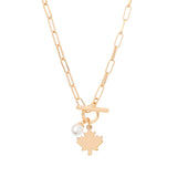 Maple Leaf Toggle Necklace in Gold