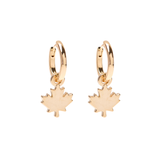 Maple Leaf Hoop Earrings in Gold