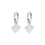 Maple Leaf Hoop Earrings in Silver