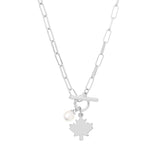 Maple Leaf Toggle Necklace in Silver
