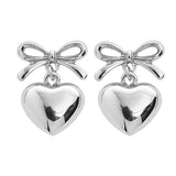 Bow Drop Earrings in Silver