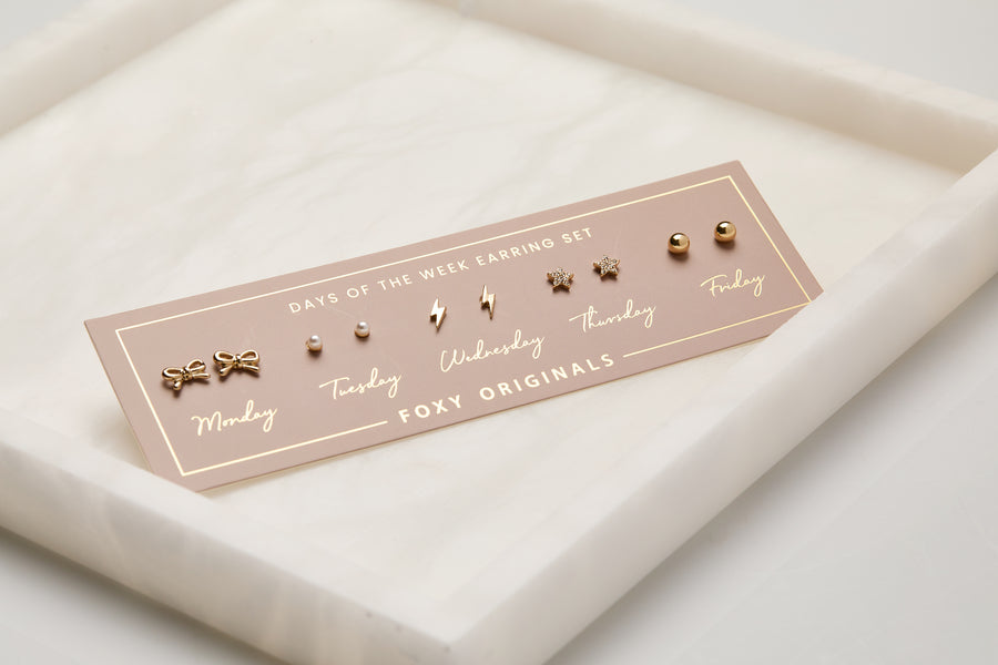 Days of the Week Earring Set in Gold