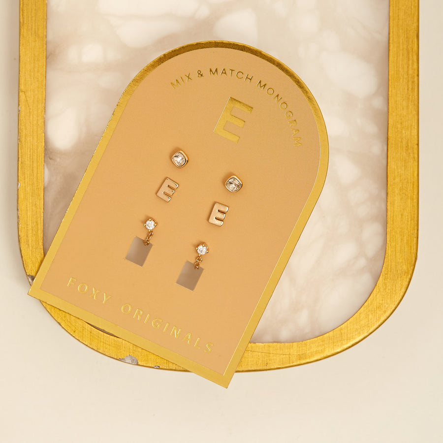 Monogram Earring Set E in Gold