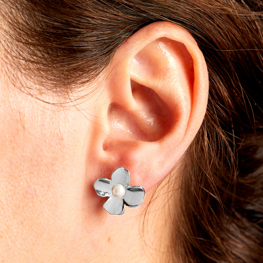 Flower Earring Set in Silver