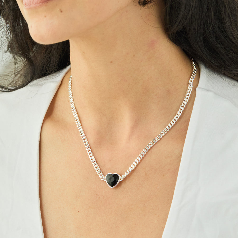 Freya Necklace in Black/Silver