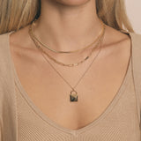 Lock Layered Necklace in Gold