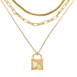 Lock Layered Necklace in Gold