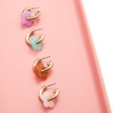 Aqua & Sand Flower Earrings in Gold