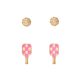 Pickleball Stud Earrings in Gold