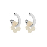 Purple & White Flower Earrings in Silver